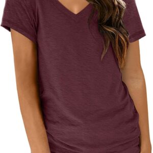 AUTOMET T Shirts Short Sleeve V Neck Tees for Women Fashion Tops Trendy Lightweight Soft Casual Summer Outfits Clothes 2024